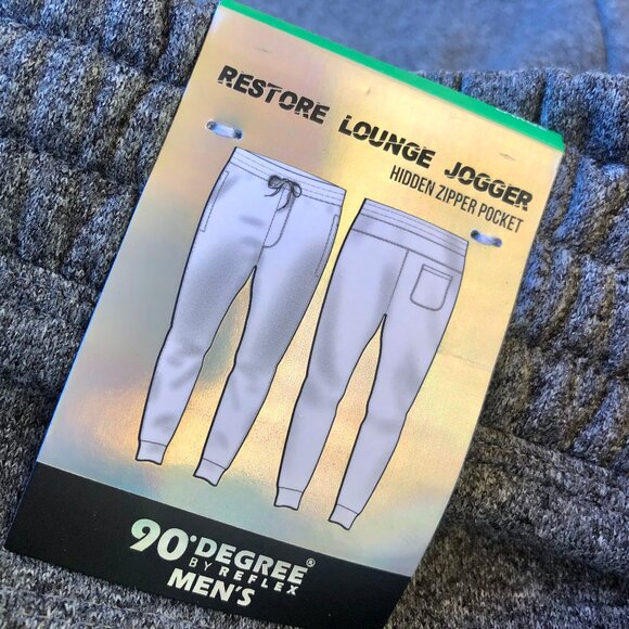 90 Degree Sweatpants By Reflex Lounge Jogger Zip Pockets Gray Mens Large NEW - Picture 10 of 11